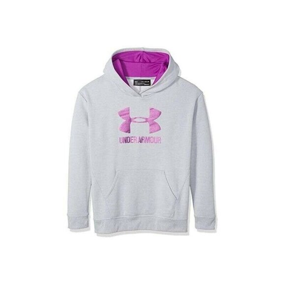 Under Armour Threadborne Girls Size Youth XL Gray Fleece Pull Over Hoodie Soft - Picture 1 of 1